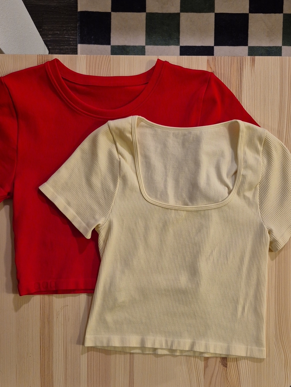 OQQ Bundle Red & Yellow Cropped Short Sleeve Tee | Fitted Baby Tee | Y2K Casual